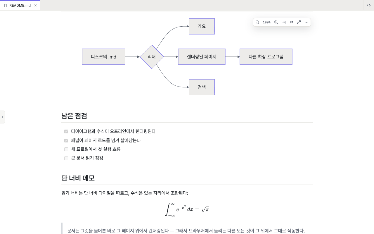 같은 파일의 조금 아래: 다이어그램, 작업 목록, 수식.